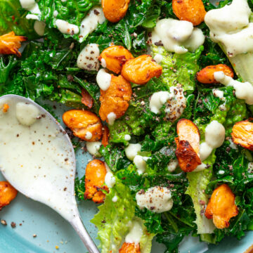 kale and butter bean caesar salad