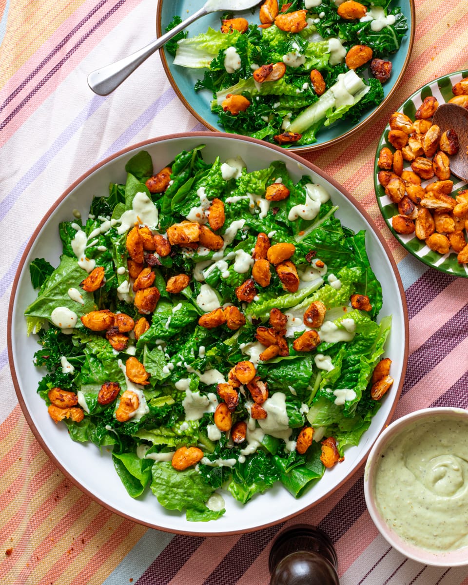 kale and butterbean caesar salad